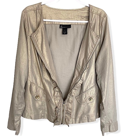 LANE Bryant Zip Front Linen Cotton Jacket Size 18 - Picture 2 of 10